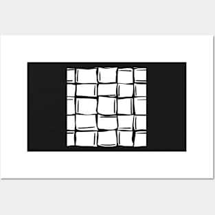 Black and white wonky ice cubes pattern Posters and Art